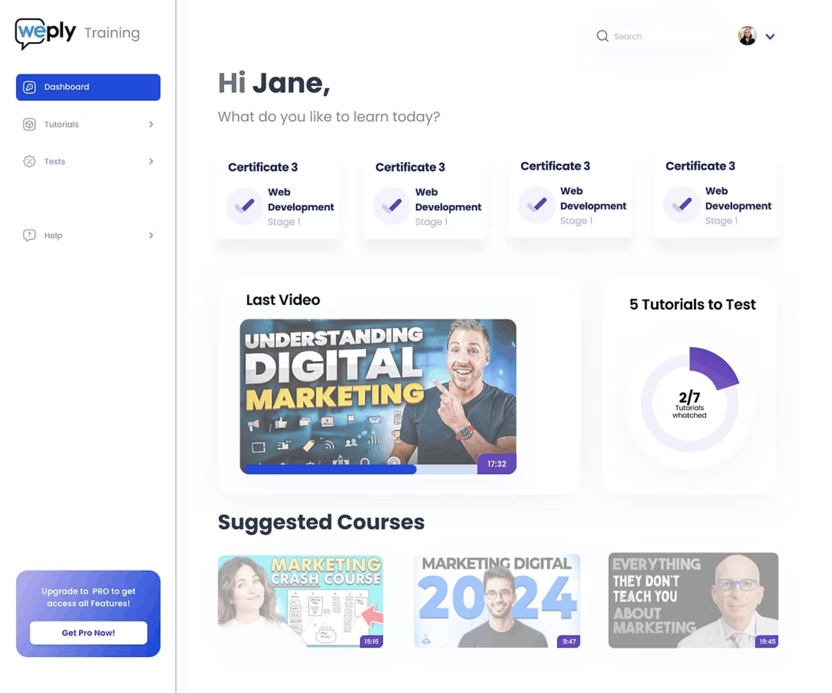 E-learning software platform UI UX